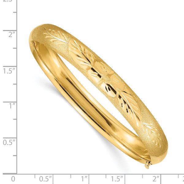 14k 5/16 Oversize Florentine Engraved Hinged Bangle Bracelet - Image 3