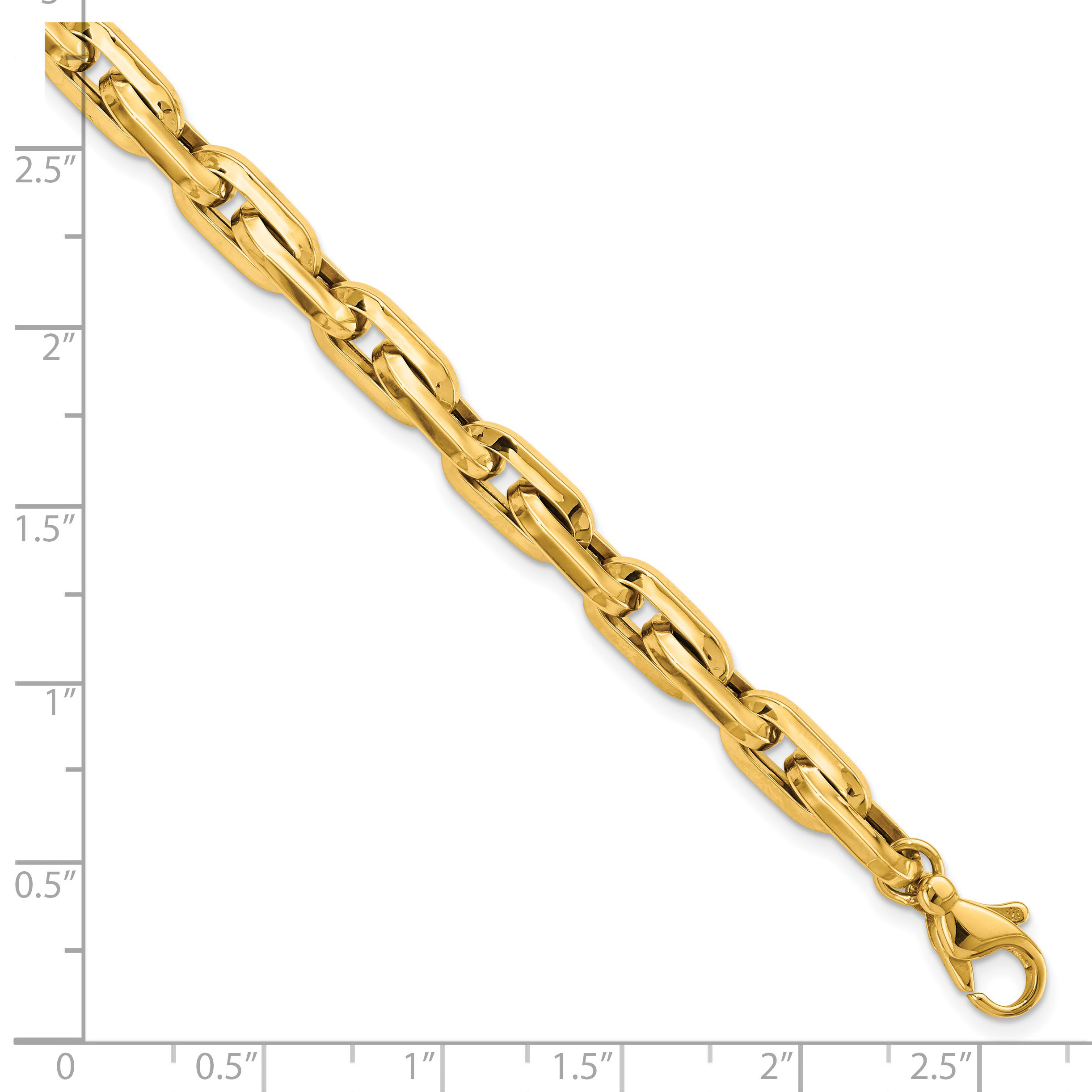 14K Polished Fancy Long Cable Link Mens 8.25in Bracelet - Image 3