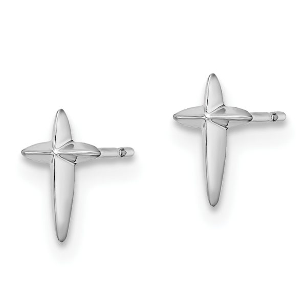 14k White Gold Madi K Cross Post Earrings - Image 2