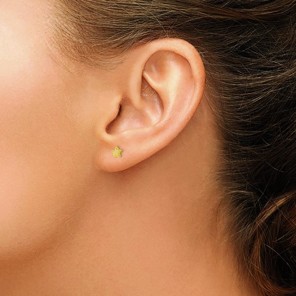 14K Madi K Textured Star Post Earrings - Image 3