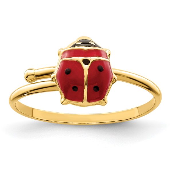 14k Polished Enameled Madi K Ladybug Adjustable Ring