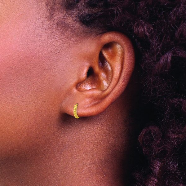 14K Madi K Polished Textured Hoop Earrings - Image 3