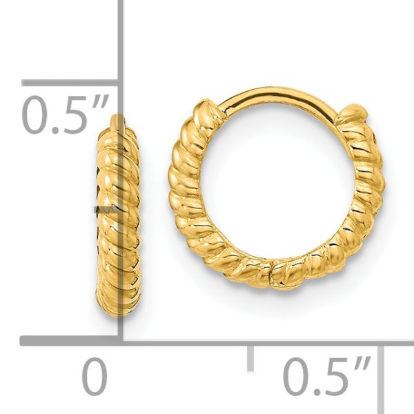 14K Madi K Polished Textured Hoop Earrings - Image 2