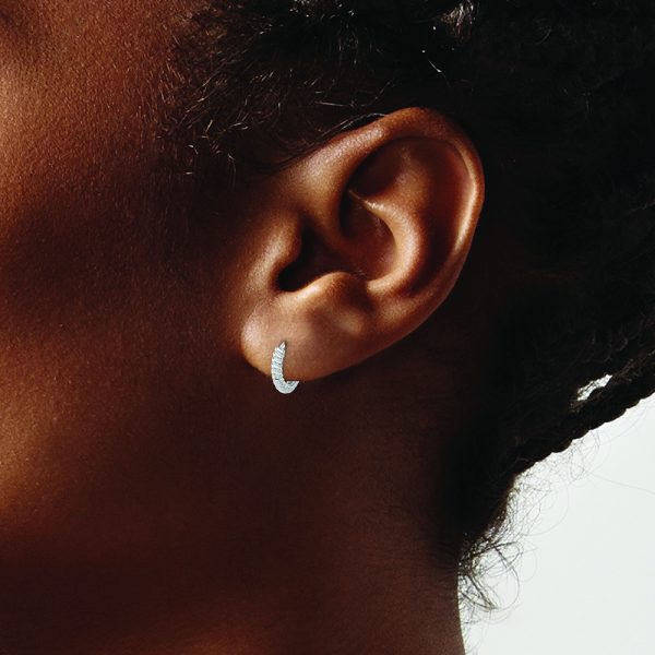 14K White Gold Madi K Polished Hoop Earrings - Image 3