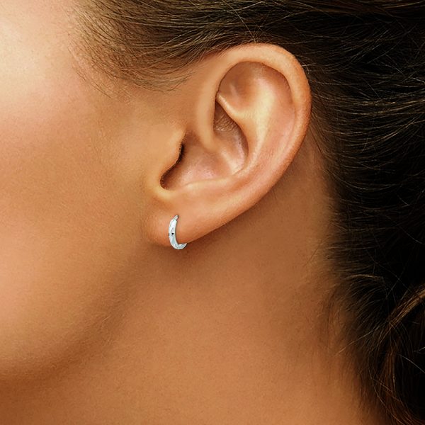 14K White Gold Madi K Hinged Diamond Cut Hoop Earrings - Image 3