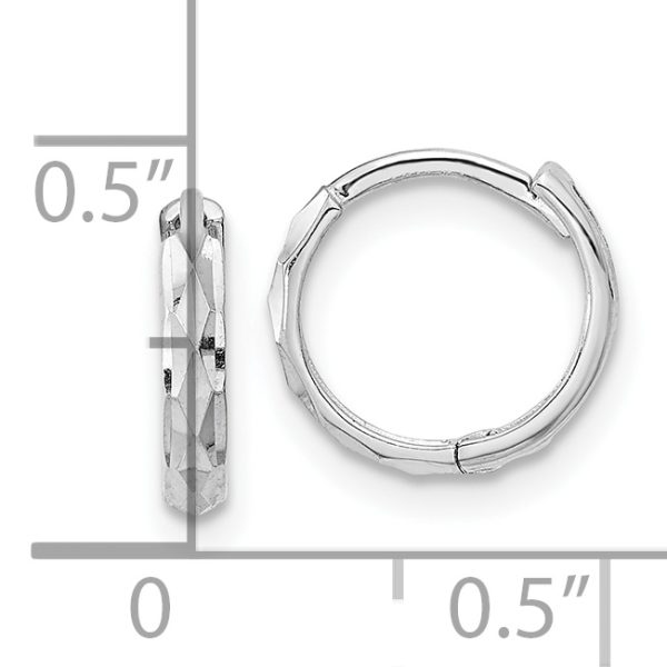 14K White Gold Madi K Hinged Diamond Cut Hoop Earrings - Image 2