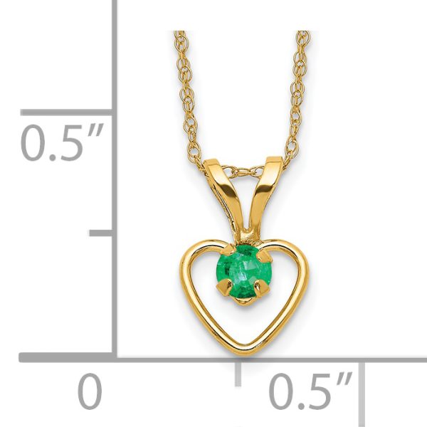 14k Madi K 3mm Emerald Heart Birthstone Necklace - Image 3