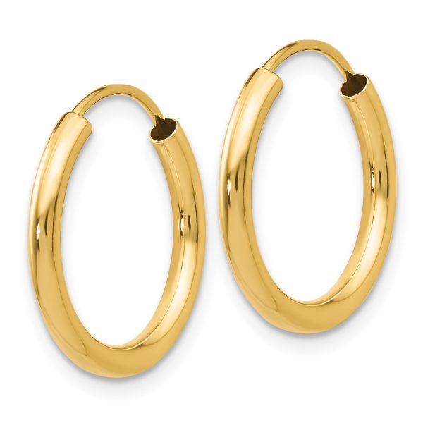 14k Polished Round Endless 2mm Hoop Earrings - Image 2