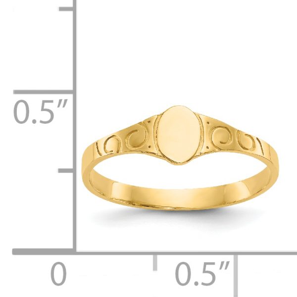 14k Polished Oval Baby Signet Ring - Image 3