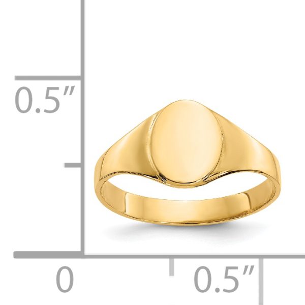 14k High Polished Oval Closed Back Baby Signet Ring - Image 3