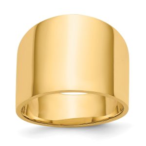 14K 15mm Flat-top Tapered Cigar Band Ring