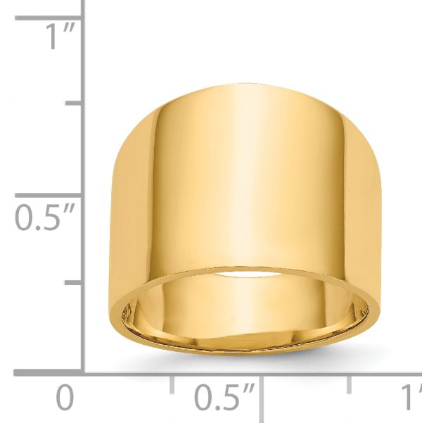 14K 15mm Flat-top Tapered Cigar Band Ring - Image 3