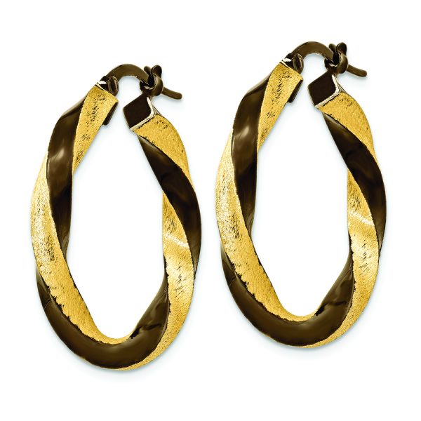 14k & Brown Rhodium 3.75mm Twisted Hoop Earrings - Image 2