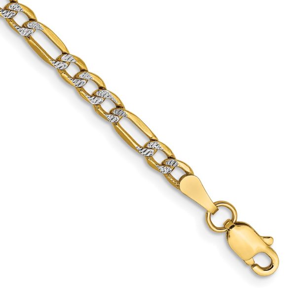 14k 3.2mm Semi-solid with Rhodium Pav? Figaro Chain