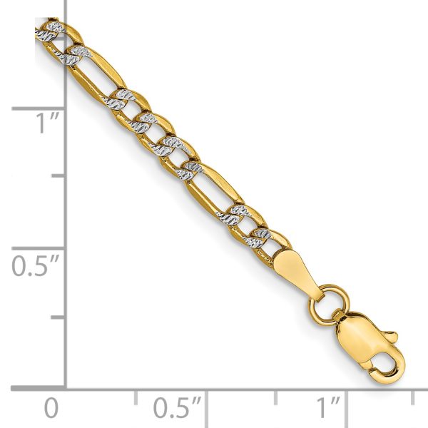 14k 3.2mm Semi-solid with Rhodium Pav? Figaro Chain - Image 2