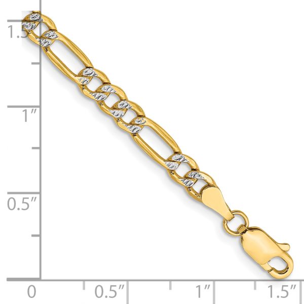 14k 3.9mm Semi-solid with Rhodium Pav? Figaro Chain - Image 2