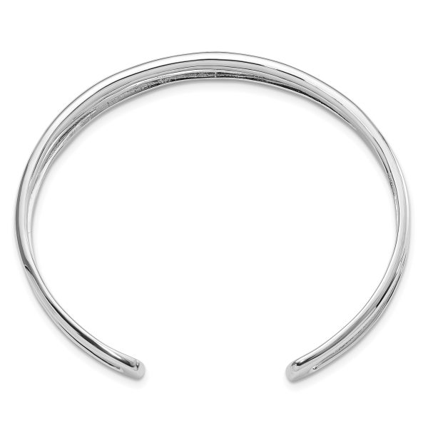 Sterling Silver RH-plated Polished Three Line Cuff Bangle - Image 2