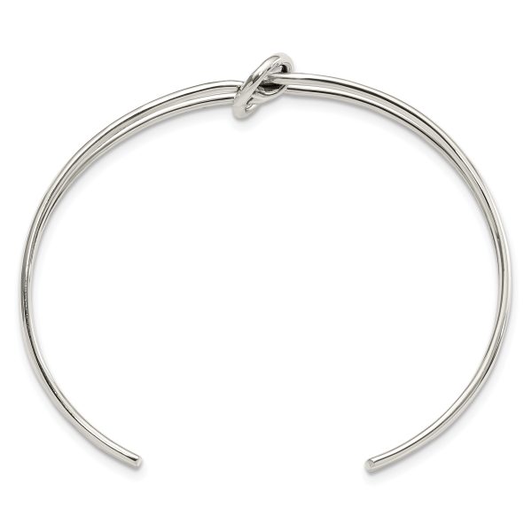Sterling Silver Polished 2 Band Knotted Cuff Bangle - Image 2