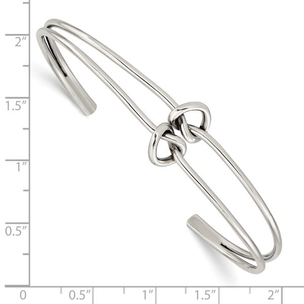 Sterling Silver Polished 2 Band Knotted Cuff Bangle - Image 3