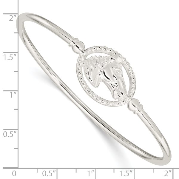 Sterling Silver Polished Horse Head Flexible Bangle - Image 3