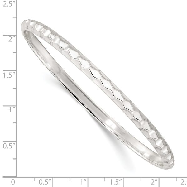 Sterling Silver Textured 4mm Slip-on Bangle - Image 2