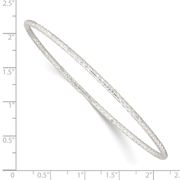 Sterling Silver Diamond-cut 2mm Slip-on Bangle - Image 2
