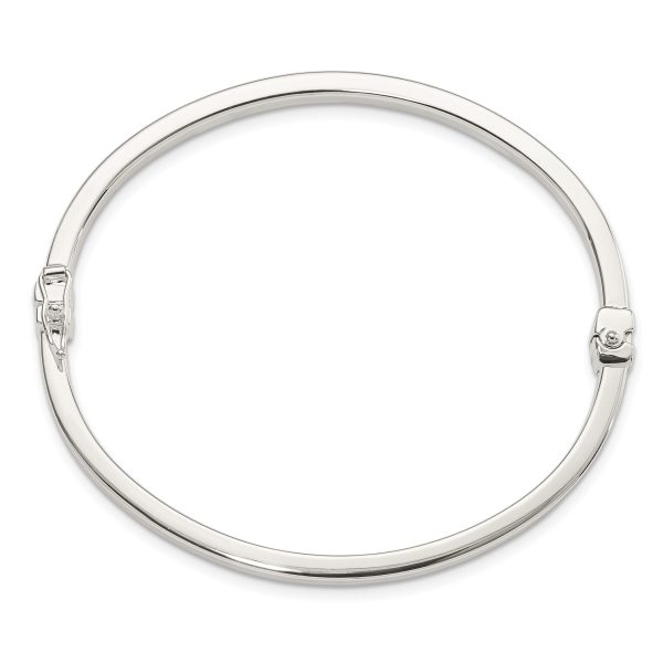 Sterling Silver Polished Flat Hinged Bangle - Image 2