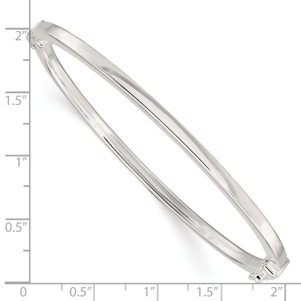 Sterling Silver Polished Flat Hinged Bangle - Image 3