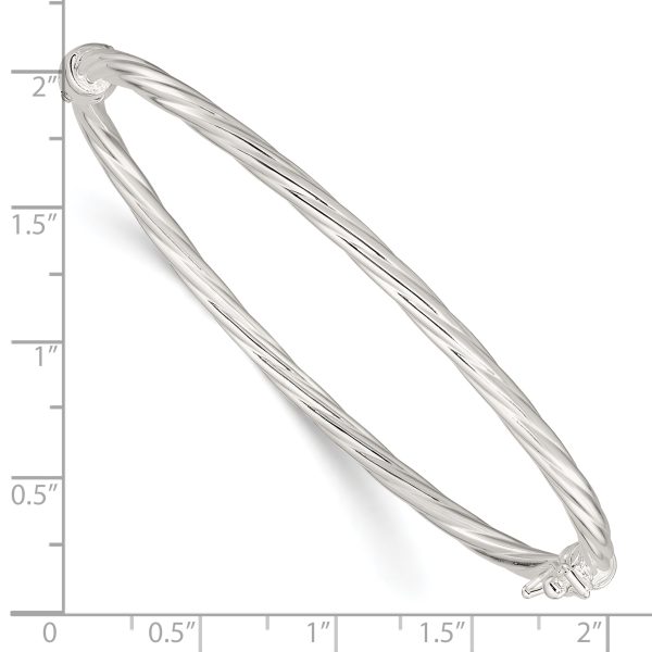 Sterling Sliver Polished Twisted Hinged Bangle - Image 3