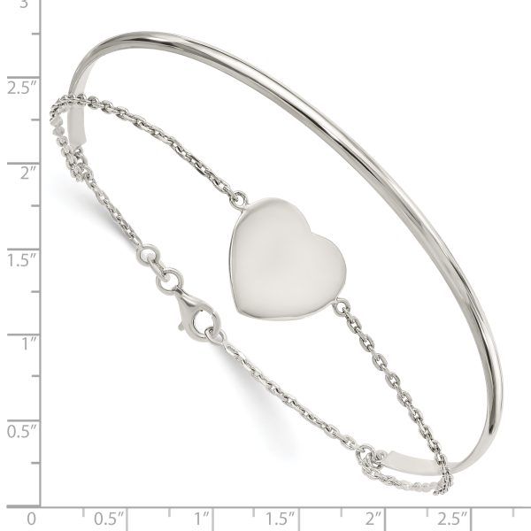 Sterling Silver Polished Heart Ring and Bangle - Image 2
