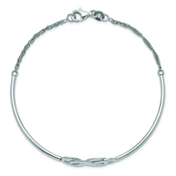 Sterling Silver Rhodium-plated Double Infinity Symbol Bangle Bracelet - Image 2