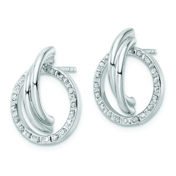 Sterling Silver Platinum-Plated Diamond Mystique Post Earrings - Image 2