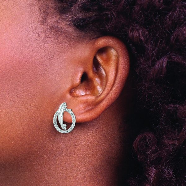 Sterling Silver Platinum-Plated Diamond Mystique Post Earrings - Image 3