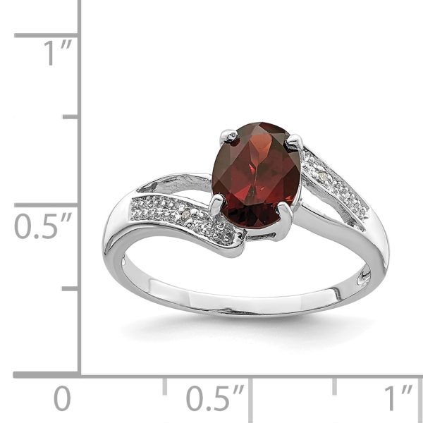 Sterling Silver Rhodium-plated Garnet & Diamond Ring - Image 3