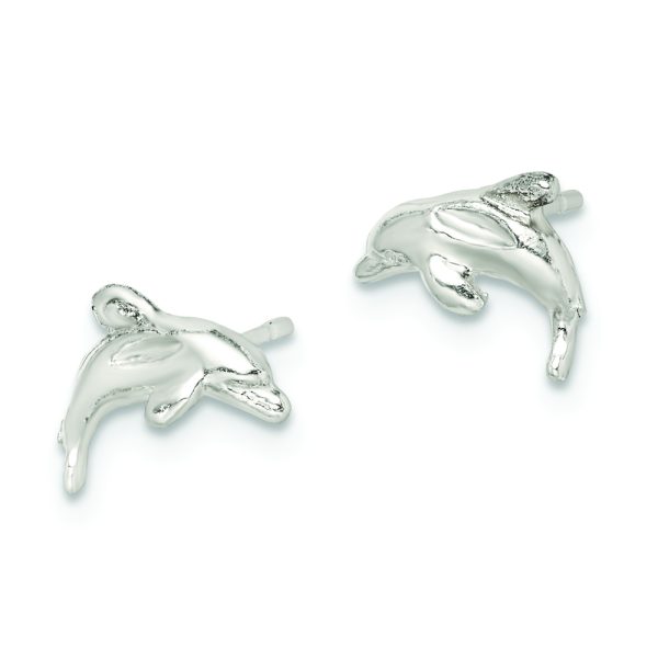 Sterling Silver Polished Dolphin Post Earrings - Image 2