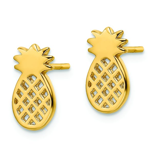 Sterling Silver Gold-plated Pineapple Post Earrings - Image 2