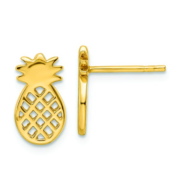 Sterling Silver Gold-plated Pineapple Post Earrings