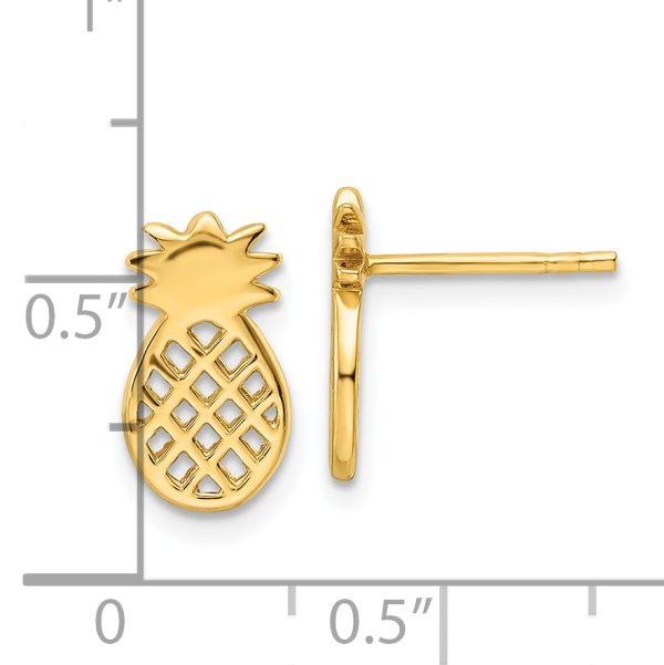 Sterling Silver Gold-plated Pineapple Post Earrings - Image 3