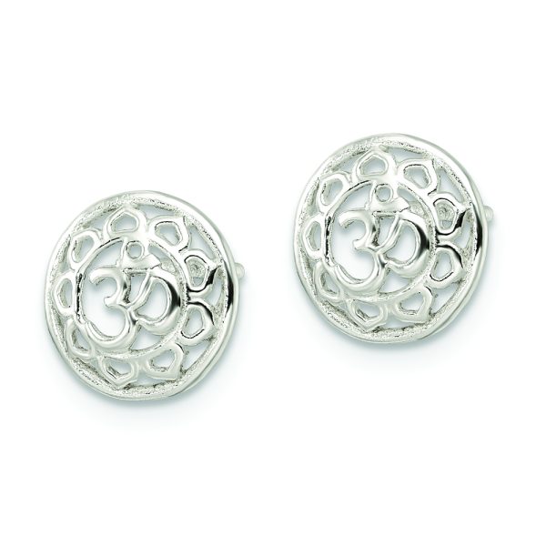 Sterling Silver Filigree Om Spirituality Post Earrings - Image 2