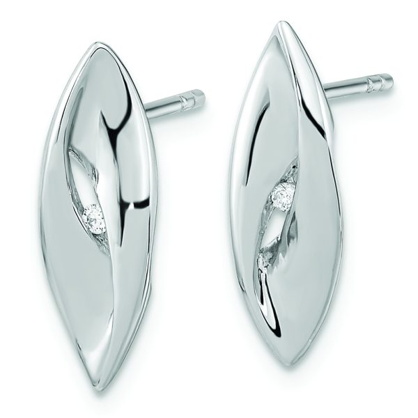 Sterling Silver Rhodium-plated Diamond Fancy Post Earrings - Image 2