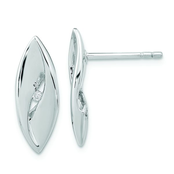 Sterling Silver Rhodium-plated Diamond Fancy Post Earrings