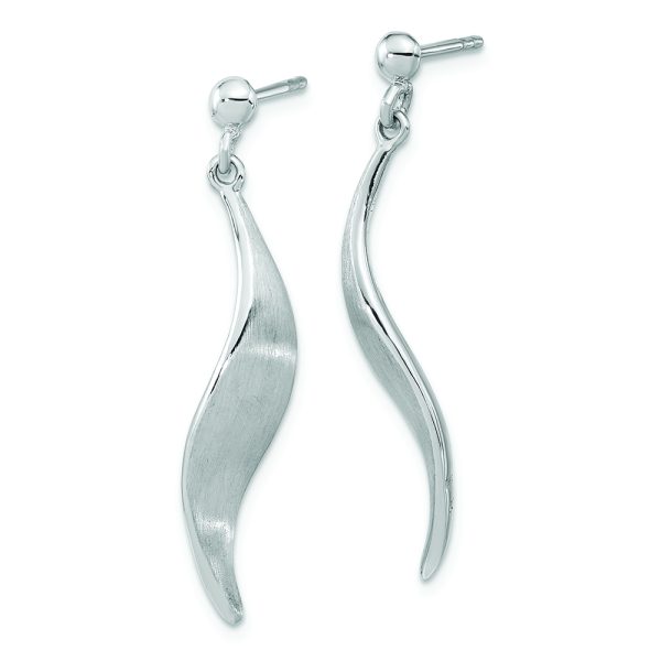 Sterling Silver RH-plated Brushed Dangle Post Earrings - Image 2