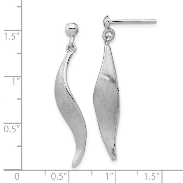 Sterling Silver RH-plated Brushed Dangle Post Earrings - Image 3