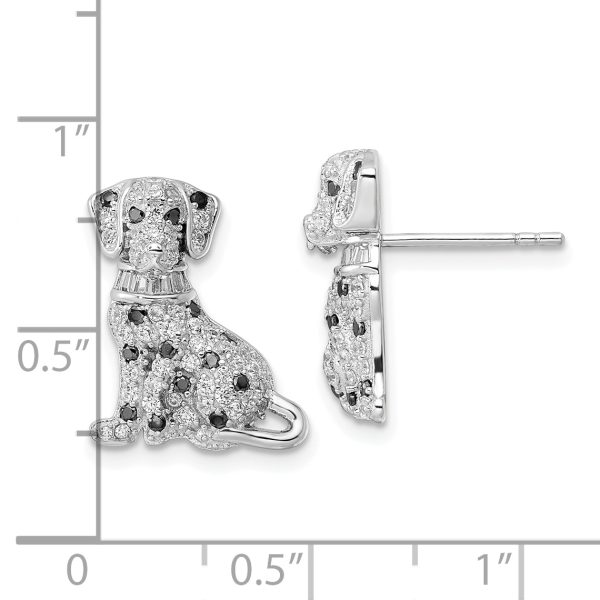 Sterling Silver Rhodium-plated Polished CZ Dalmatian Post Earrings - Image 3