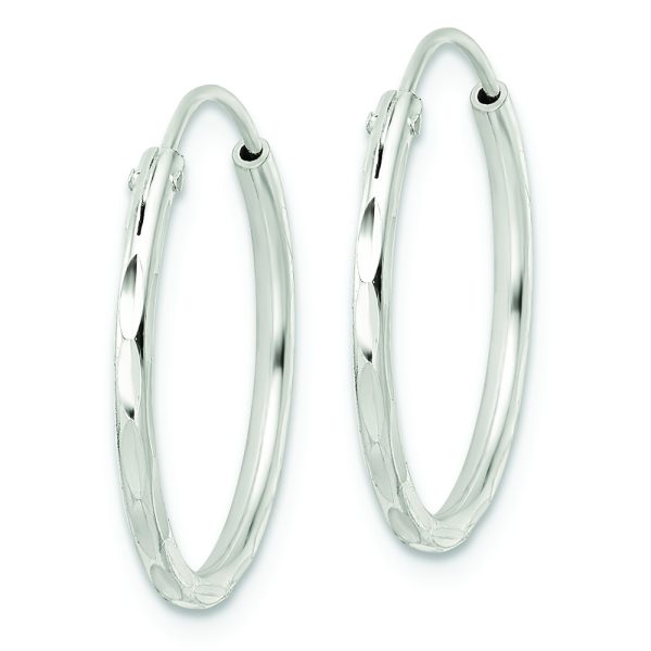 Sterling Silver Polished D/C Endless Hoop Earrings - Image 2