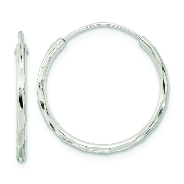 Sterling Silver Polished D/C Endless Hoop Earrings