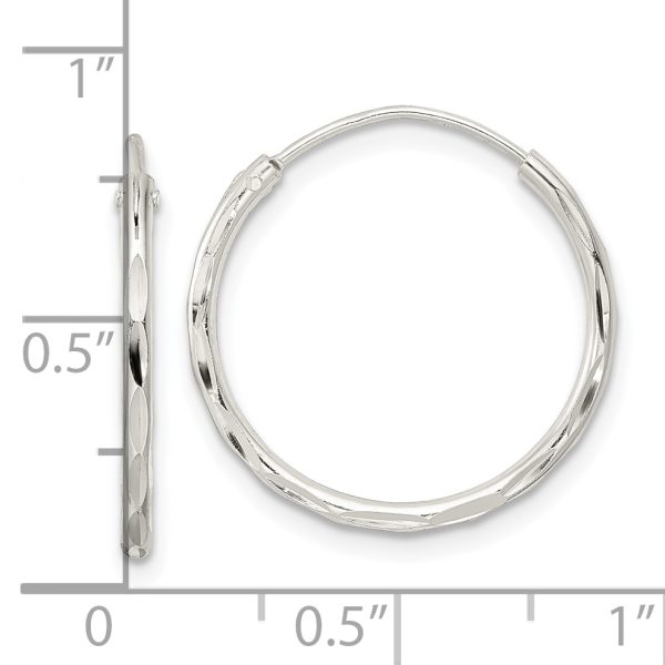 Sterling Silver Polished D/C Endless Hoop Earrings - Image 3