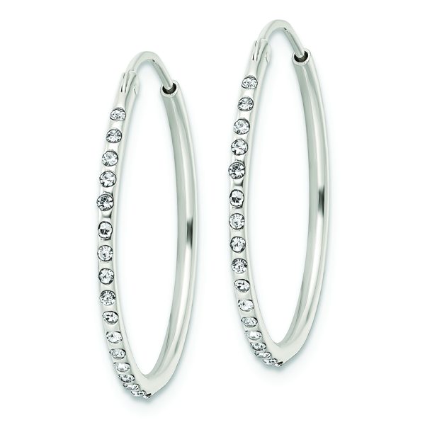 Sterling Silver Crystal Endless Hoop Earrings - Image 2