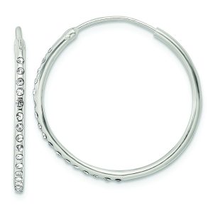 Sterling Silver Crystal Endless Hoop Earrings