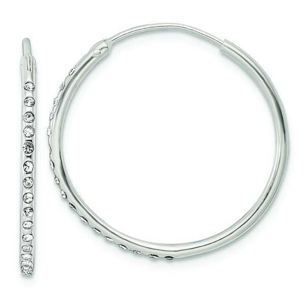 Sterling Silver Crystal Endless Hoop Earrings